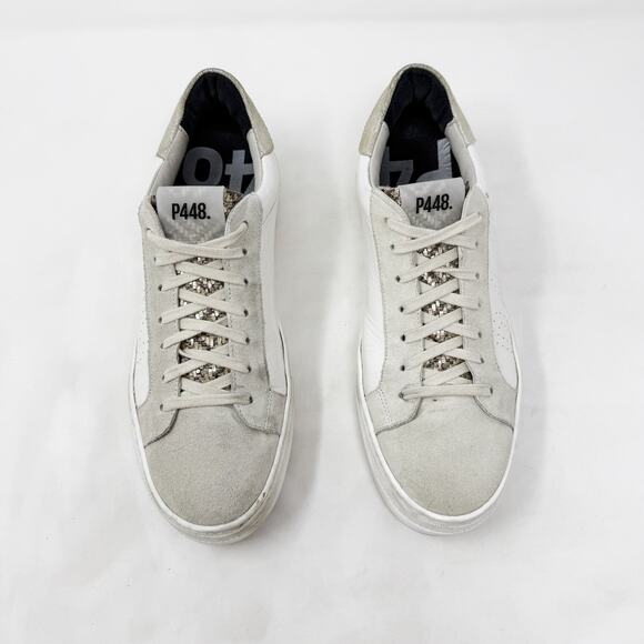 [P448] Thea Platform Lace Up Low Top Sneakers White Gray Sparkle Tweed Size 40 - Picture 10 of 13